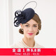 EE European and American fashionable wool top hat British banquet formal adult top hat gauze winter hat for women navy blue adjustable