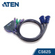 ATEN Hongzheng CS62S multi-computer KVM switch 2-port PS/2 round port keyboard and mouse switching hot key switching automatic scanning high-definition image quality two-in and one-out splitter industrial