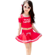 Youyou new children's swimsuit girls split skirt with sleeves conservative medium and large children's girls Korean baby swimsuit red 3XL reference (130-145CM) fashionable girl