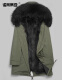 Noletia's new fur all-in-one mid-length fur coat leather coat men's raccoon coat Maoist overcoat winter men's military green 180XXL