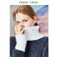 Tangli winter new blue and white color matching European and American sweater loose pullover fur collar sweater bottoming shirt for women blue and white S
