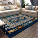Zhonghong Mediterranean living room carpet coral velvet coffee table blanket bedside blanket bed front modern blue carpet large area bedroom home full carpet Nordic simple machine washable cat feeling blue diamond coral velvet 130*190CM