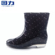 Reliable warmth plus velvet rain boots women's fashionable outdoor medium tube waterproof rain boots water shoes rubber shoes rain boots overshoes anti-slip rubber shoes 523 black pink dot plus velvet 38