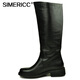 Simericc Full Leder Military Parade Stiefel, ein Fuß militärische Reitstiefel, Herren-Motorrad-Ritterstiefel, echte Lederstiefel 6629 Black 42 (260 mm)