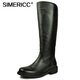 Simericc Full Leder Military Parade Stiefel, ein Fuß militärische Reitstiefel, Herren-Motorrad-Ritterstiefel, echte Lederstiefel 6629 Black 42 (260 mm)