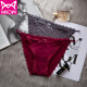 MiiOW Seamless Panties Women's Lace Sexy Women's Panties Low Waist Triangle Comfortable Sexy Thongs 2 Pack Gray + Wine Red One Size