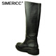 Simericc Full Leder Military Parade Stiefel, ein Fuß militärische Reitstiefel, Herren-Motorrad-Ritterstiefel, echte Lederstiefel 6629 Black 42 (260 mm)