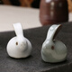 Tao Yunshang Ge Kiln Jade Rabbit Split Tea Pet Ru Kiln Fine Tea Pet Ornaments Creative Kung Fu Tea Set Tea Ceremony Tea Tray Accessories A Pair of Little Lucky Rabbits