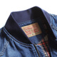 MOK Bull Denim Jacke junge Männer Pilotjacke Baseball Uniform Halsumn -Autumn -Jacke 687 Hellblau S Hegen 105 Jin [Jin gleich 0,5 kg]]