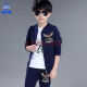 2022 Autumn Boys New Baby Clothes Korean Style Sports Handsome Internet Celebrity Sweatshirts Fashionable Brand Children's Clothes Three-piece Children's Suit Big Children's Jacket Fashionable Boys 3-12 Years Old Wings Navy Blue Three-piece Suit [Top + T-shirt + Pants] 140