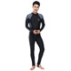 Ziwuqian men's wetsuit thin swimsuit plus size snorkeling wetsuit for teenagers sun protection surfing long-sleeved one-piece swimsuit black and sapphire blue 4XL one size fits all