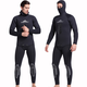 SBART 3/5MM wetsuit split thickened to keep warm and cold, winter swimming sports surfing deep snorkeling anti-scratch jellyfish suit 1164 black 5MM one-piece XXXL