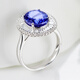 Lescreation Lisa Jewelry 3.60 carat natural tanzanite diamond ring white 18K gold set with blue gemstones South African diamond women's ring 3.6 carat tanzanite ring 5A grade