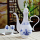 Shengtianxia Jingdezhen ceramic wine pot, Chinese blue and white porcelain wine set, traditional pouring wine pot, wine glass, white wine wine set, goblet, 1 pot, 10 cups, landscape-wine set-1 pot, 10 cups, safe and shockproof packaging