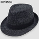 DEVINSS Top Hat Unisex Hat Autumn and Winter Warm Woolen Hat Fashionable and Stylish Small Top Hat Black