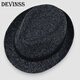 DEVINSS Top Hat Unisex Hat Autumn and Winter Warm Woolen Hat Fashionable and Stylish Small Top Hat Black