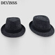 DEVINSS Top Hat Unisex Hat Autumn and Winter Warm Woolen Hat Fashionable and Stylish Small Top Hat Black