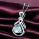 Millai Jewelry 2.3 carat natural aquamarine pendant for women 18K gold diamond colored gemstone necklace as a birthday gift for girlfriend, including necklace