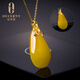 Ou Ceni beeswax pendant, full of joy, 18k gold inlaid with chicken fat yellow natural amber water droplets full of honey pendant, beeswax pendant, ready for sale (925 silver chain)