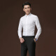 POWO long-sleeved French button shirt men's business slim fit no-iron groom wedding banquet cufflinks solid color shirt white 41