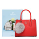 Cassile (cassile) European and American bag cross pattern cowhide fur ball intellectual handbag T171010102B6 orange red