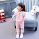 Qiyuxin children's clothing girls suit spring and autumn clothes children's suit new fashionable girl baby casual jacket two-piece set pink 100 (suitable for height 90-100cm)