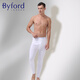 BYFORD men's autumn clothes and trousers cotton counter knitted thermal underwear set long sleeve base men's red MW8826846 MW8937-trousers-white-thin XL