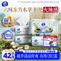 维达（Vinda）痔疮湿厕纸60片*4包东方本草加大加厚清凉舒缓痔疮专用洁厕湿纸巾