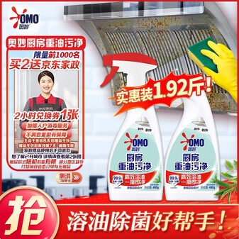 奥妙厨房清洁剂 重油污净 绿茶薄荷香型双瓶装 含替换装 480g×2