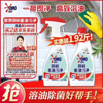 奥妙厨房清洁剂 重油污净 绿茶薄荷香型双瓶装 含替换装 480g×2