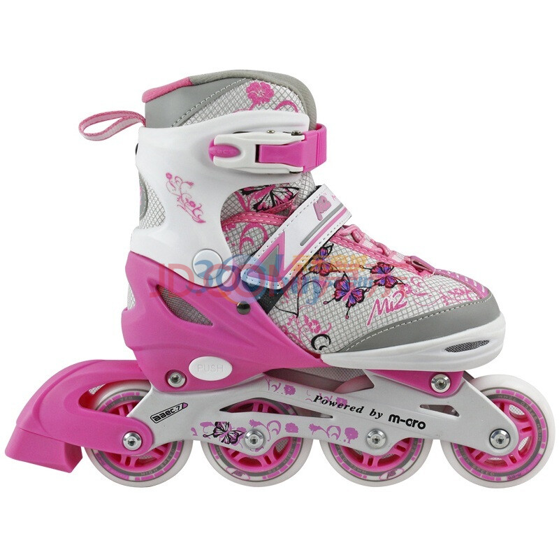 迈速mi2米高监制儿童可调节轮滑鞋溜冰鞋m186 赠迪士尼礼品 粉色 s
