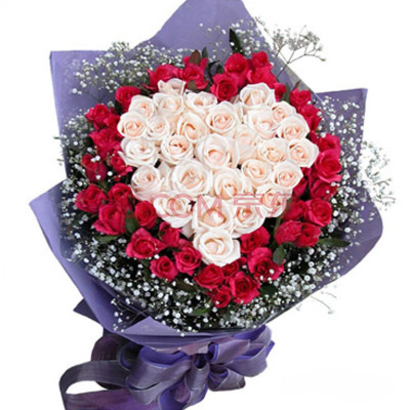 花集 鲜花速递 浓情蜜意 红玫瑰25枝白玫瑰31枝 圣诞节期间