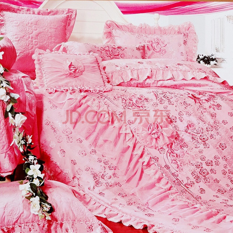 海天家纺宜家舒豪华婚庆浪漫公主系床上用品七件套 甜蜜的婚礼