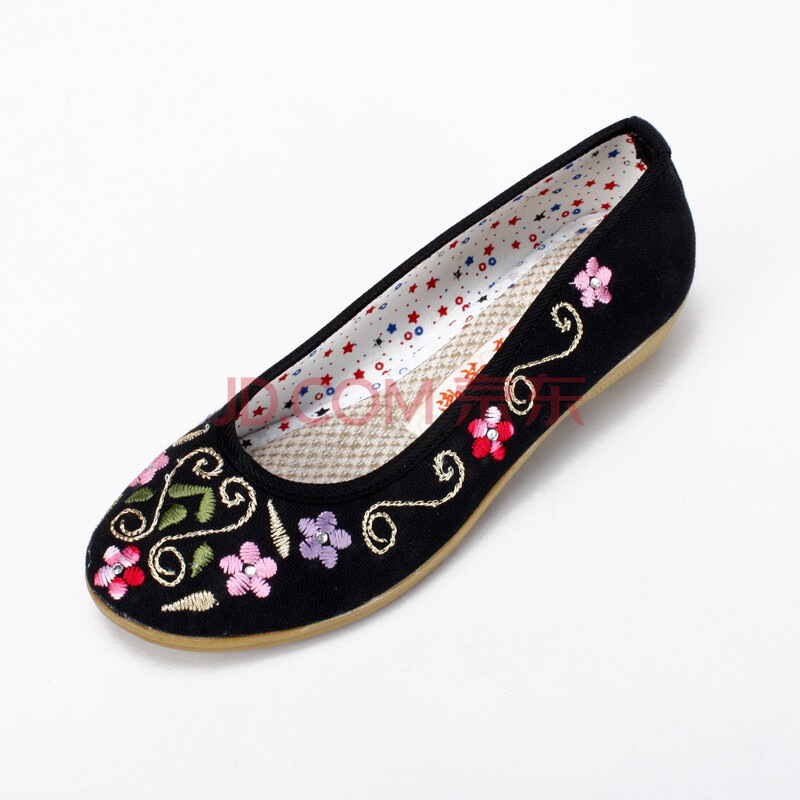 漱芳斋老北京布鞋 春夏款 女鞋平底绣花鞋 舞蹈鞋 黑色/219wy50 38码