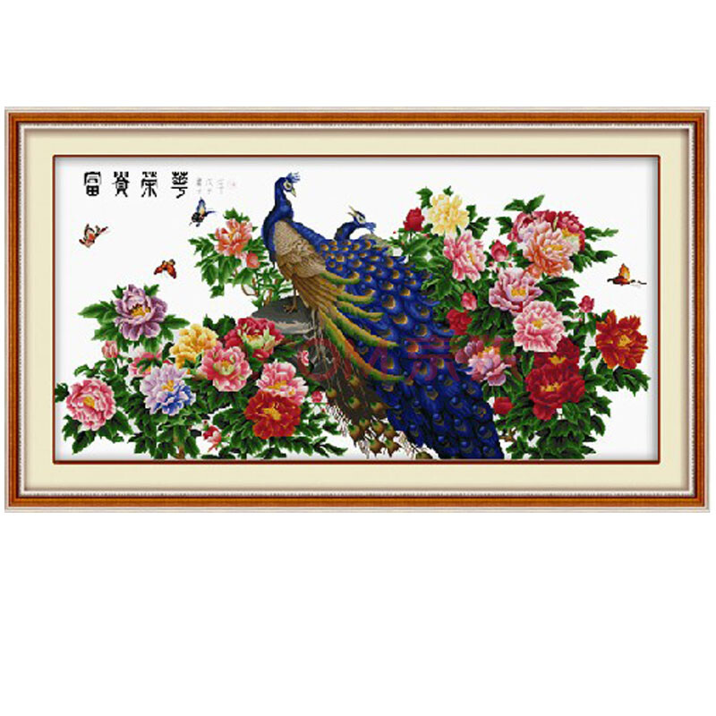 比爱 百分百精准印花十字绣 富贵荣华(孔雀版) d0005 尺寸176*91cm