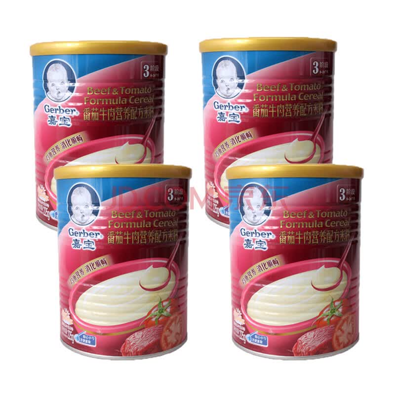 嘉宝gerber 番茄牛肉营养配方米粉 225g*4桶