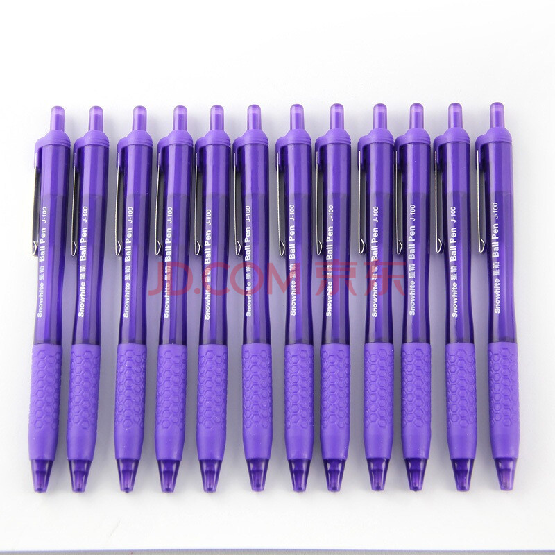 白雪(snowhite) j-100 低粘度油墨八色圆珠笔之紫色 12支装