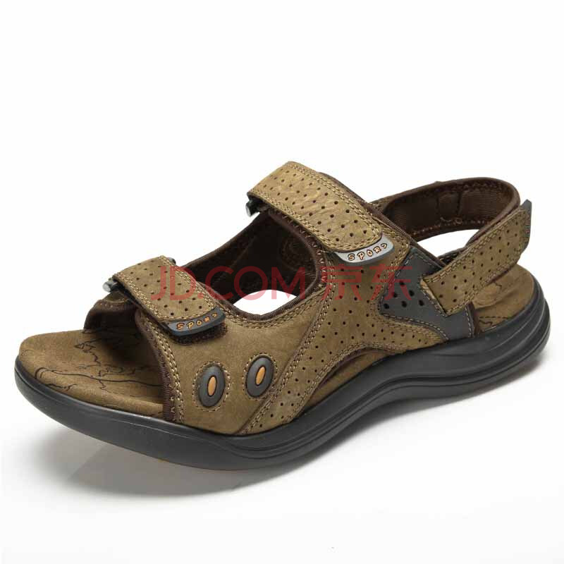 骆驼牌2013新款户外休闲沙滩鞋皮凉鞋男士 w32307053 浅绿 43