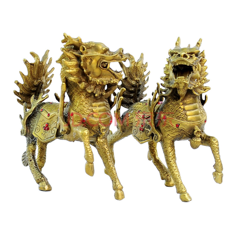 葩朵儿 开光黄铜工艺品火麒麟摆件 麒麟送子 七星麒麟风水吉祥物装饰