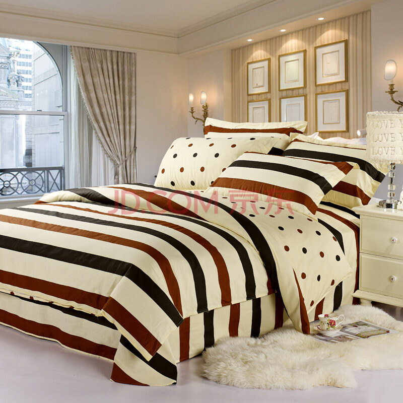 毕加索picasso家纺 家居床上用品 全棉斜纹印花四件套(彩虹糖) 条纹艺