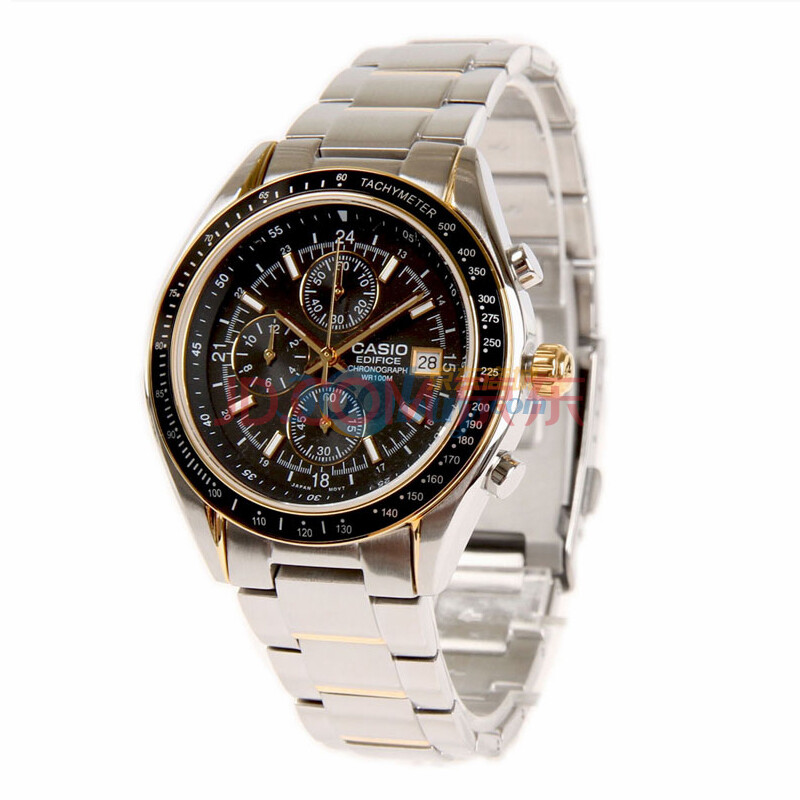 卡西欧 casio ef-503系列金属系类石英三眼多功能黑色表盘 钢带 男士