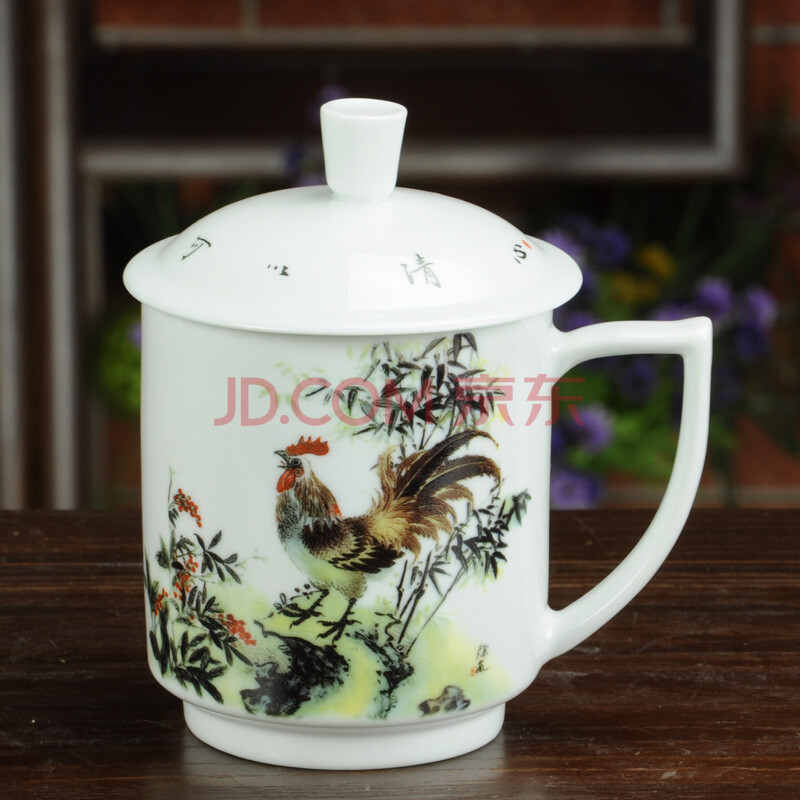 瓷博12生肖茶杯骨质瓷景德镇陶瓷大师设计纪念情侣会议杯个性茶杯 鸡