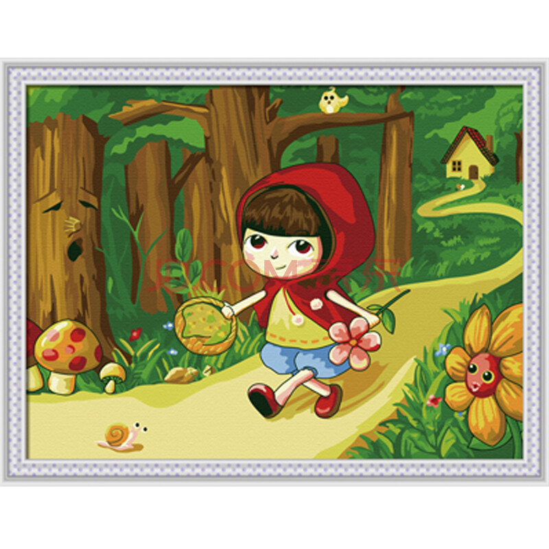 手绘diy油画 客厅卧室装饰画 送朋友亲戚礼物30x40cm 小红帽