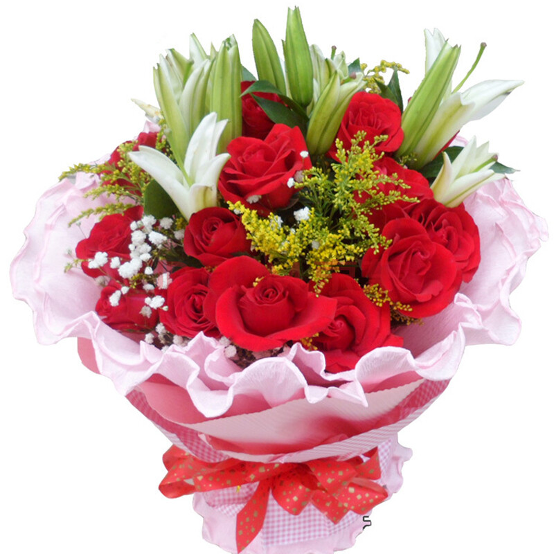 玫瑰百合混搭鲜花 爱情鲜花 七夕情人节鲜花预订 南京鲜花店送花 长沙