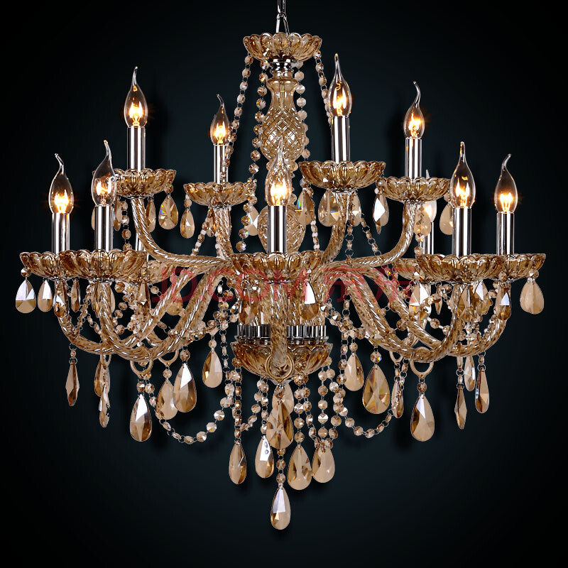 蒙特丽欧式烛台水晶吊灯8002(b)干邑色k9水晶灯碟吊饰人工打磨烧制