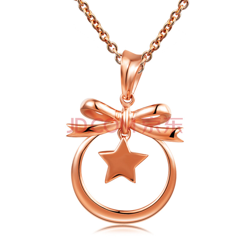 千禧之星 18k白金/黄金/玫瑰金吊坠 k金女款吊坠 送女友 18k金吊坠