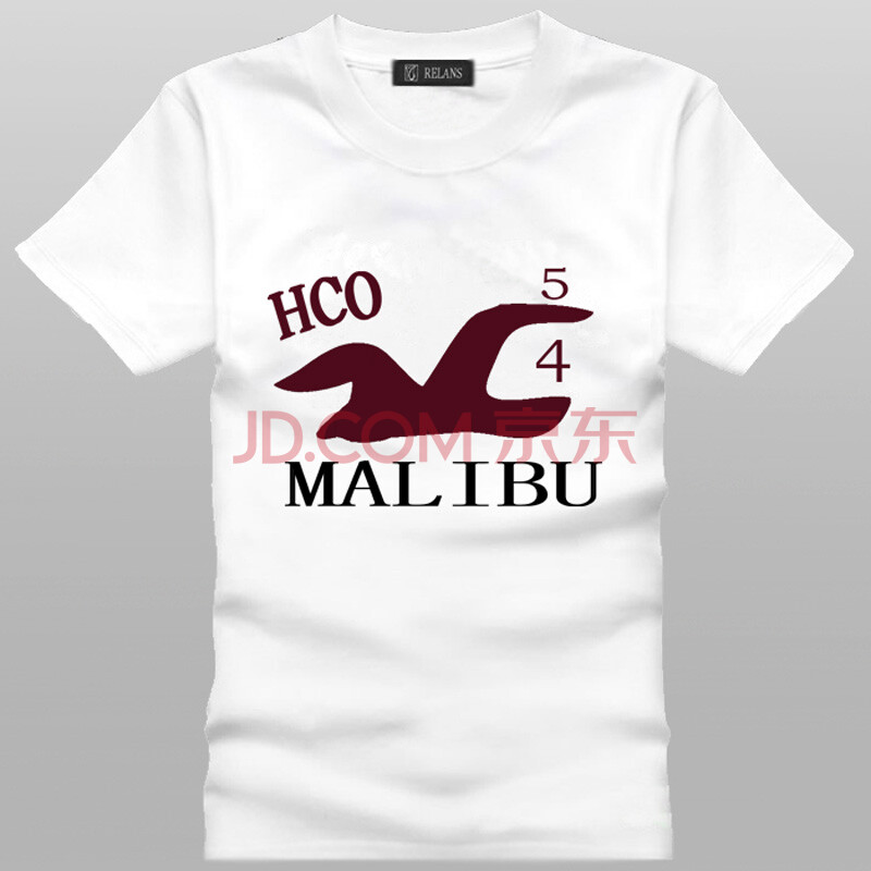 j264 relans大雁字母个性趣味创意印花时尚休闲百搭纯棉潮男t恤 白色