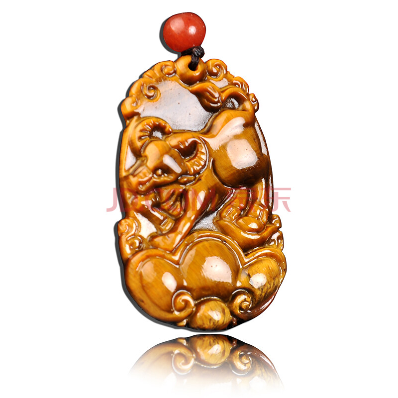 冰芝玉 天然虎睛石精雕旺市牛挂件 辟邪纳福玉坠吊