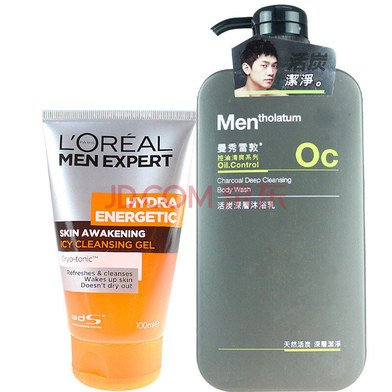 曼秀雷敦 天然活炭男士清爽沐浴露650ml 欧莱雅 男士 劲能净爽 清新