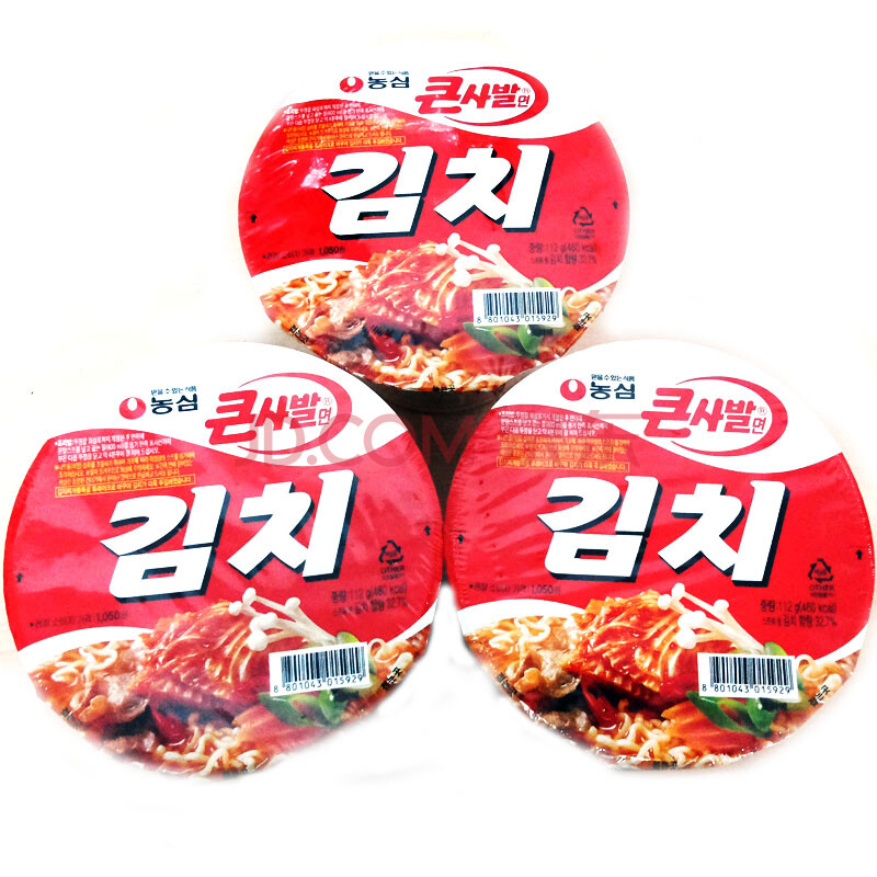 韩国方便面 农心辣白菜面桶112g*3桶 韩国原装进口